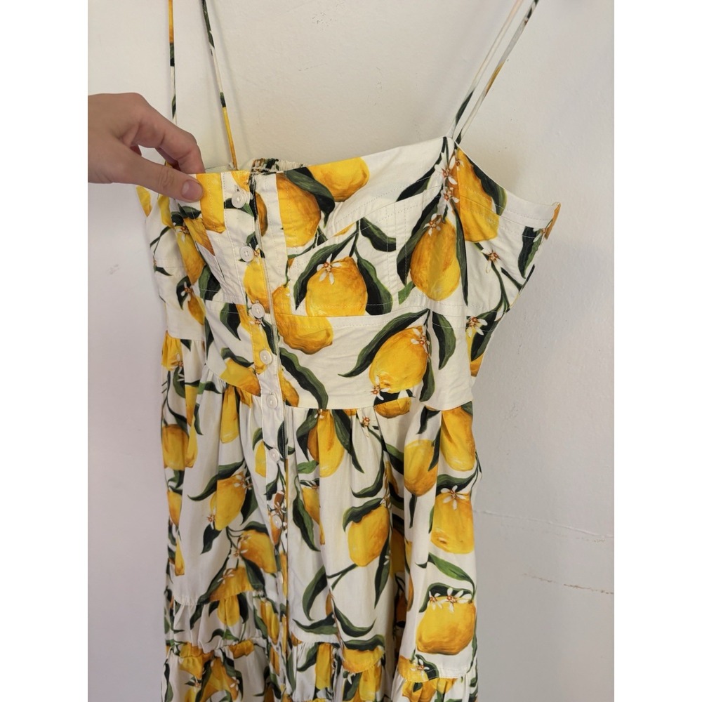 J. Crew Midi Dress Lemon Limoncello Print Buttons Preppy Citrus 6 100% Cotton - Picture 2 of 8